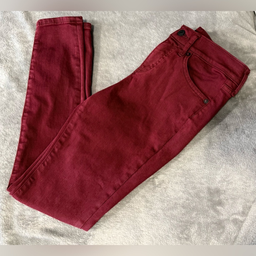 Express Burgundy Mid Rise Skinny Jeans